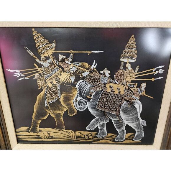 Vintage Framed Thai Silk Painting - Picture 5 of 8